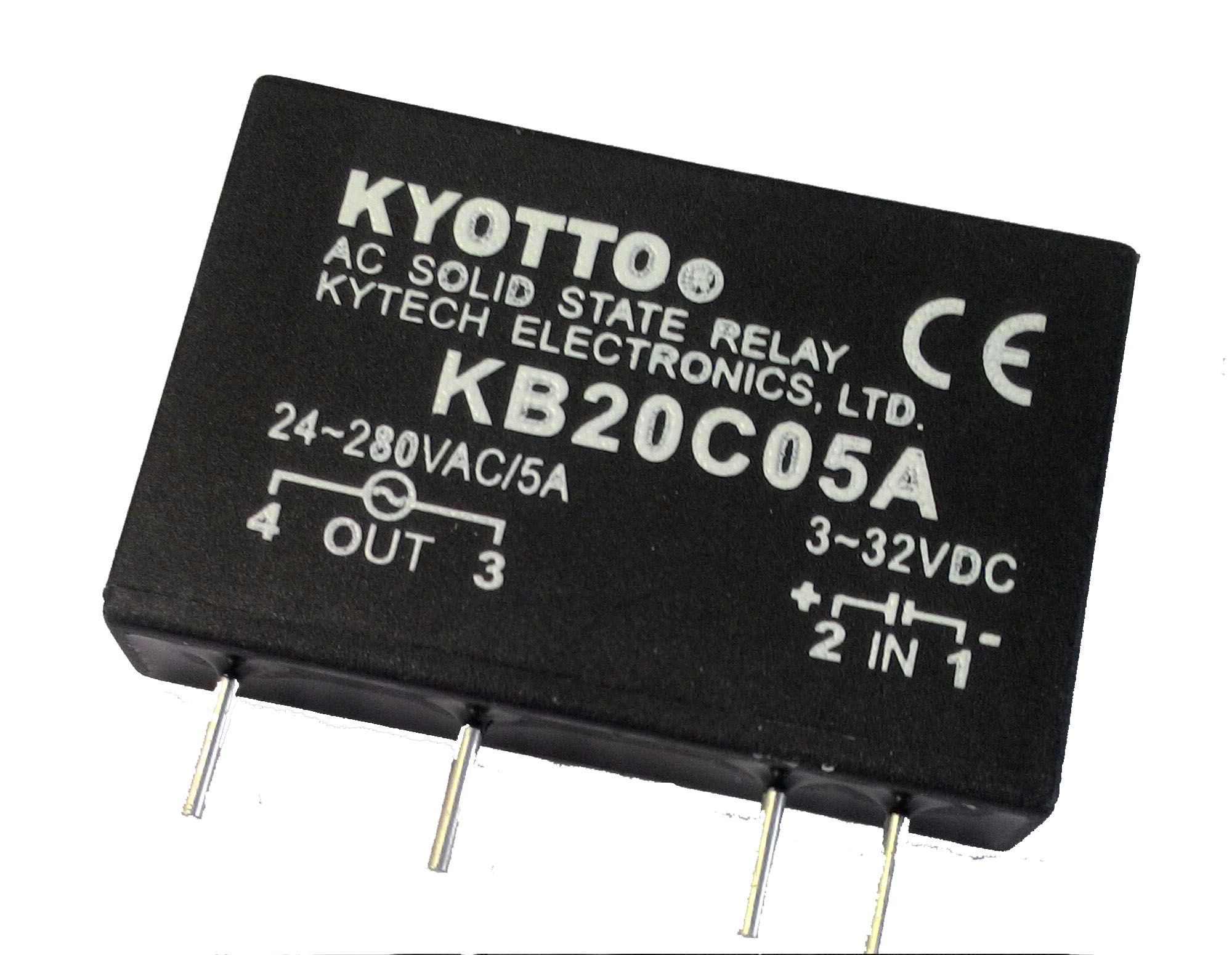 0.9 H x 1.4 L x 0.3 W 0.9 H x 1.4 L x 0.3 W 32V DC Solid State Kyoto Electric KB20C06A Relay Pin 4-Pin 280V AC Output Input 6 Amp 